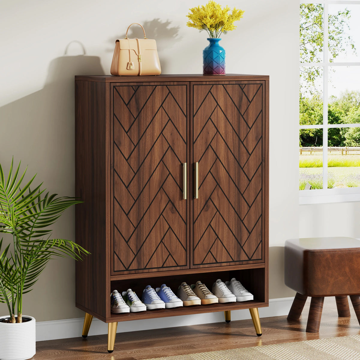 Tribesigns Antique Wooden Shoe Storage Cabinet