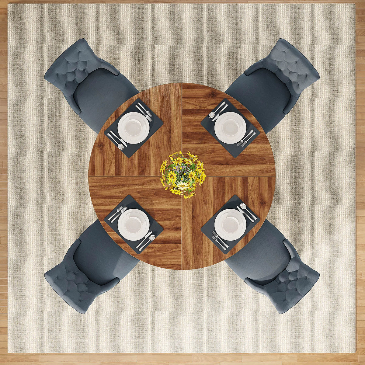 Tribesigns Round Farmhouse Dining Table