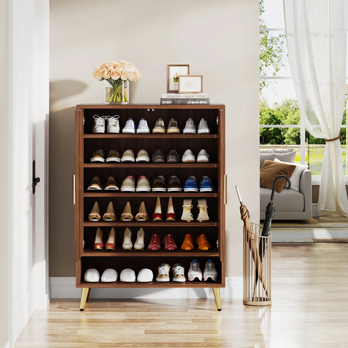 Tribesigns Antique Wooden Shoe Storage Cabinet