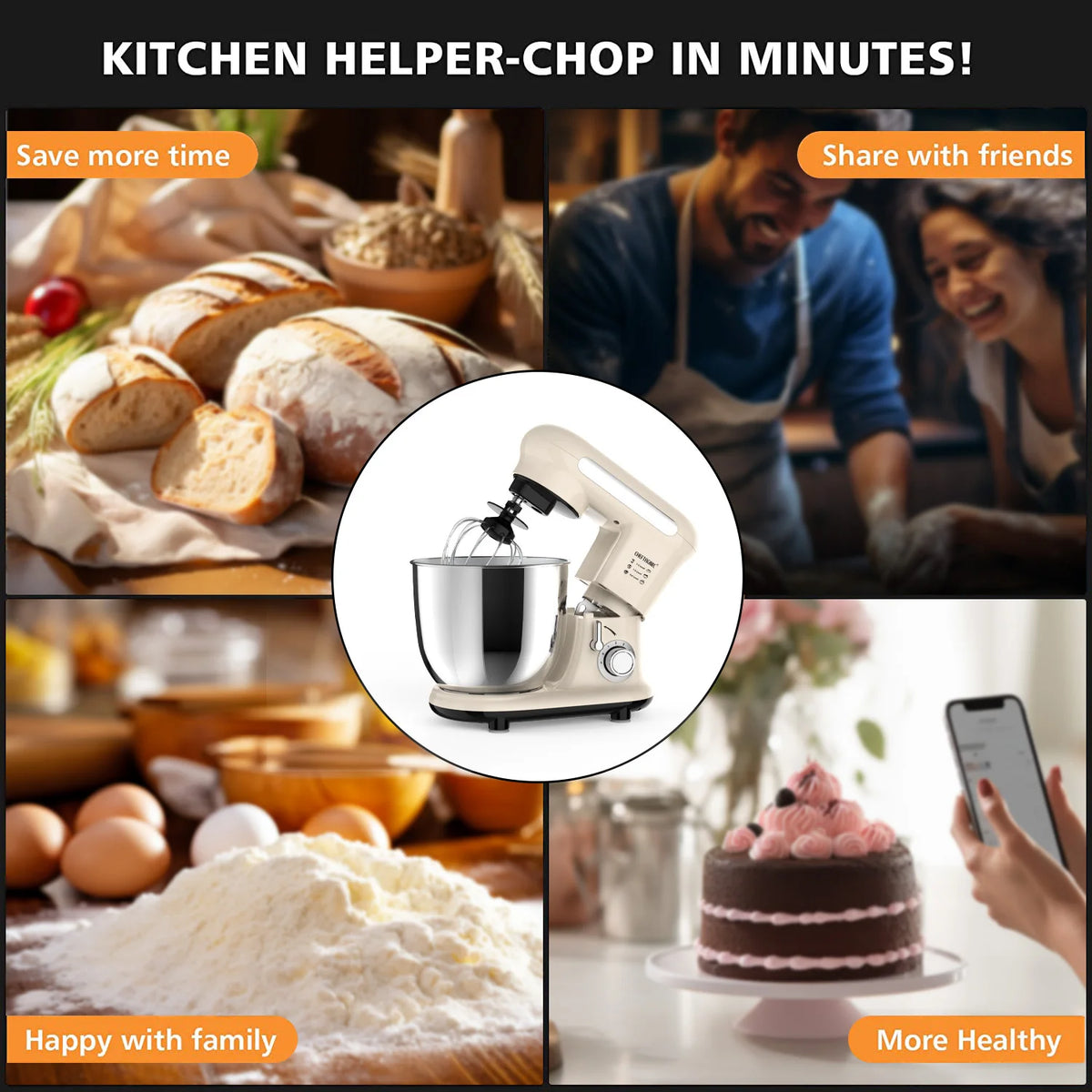 Cheftronic Tilt Head Electric Stand Mixer