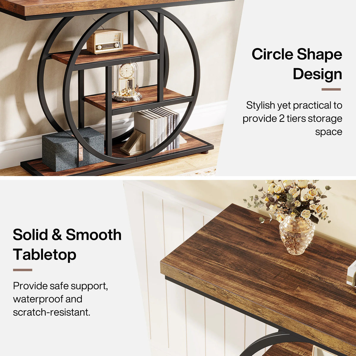 Tribesigns Four Tier Industrial Entryway Console Table