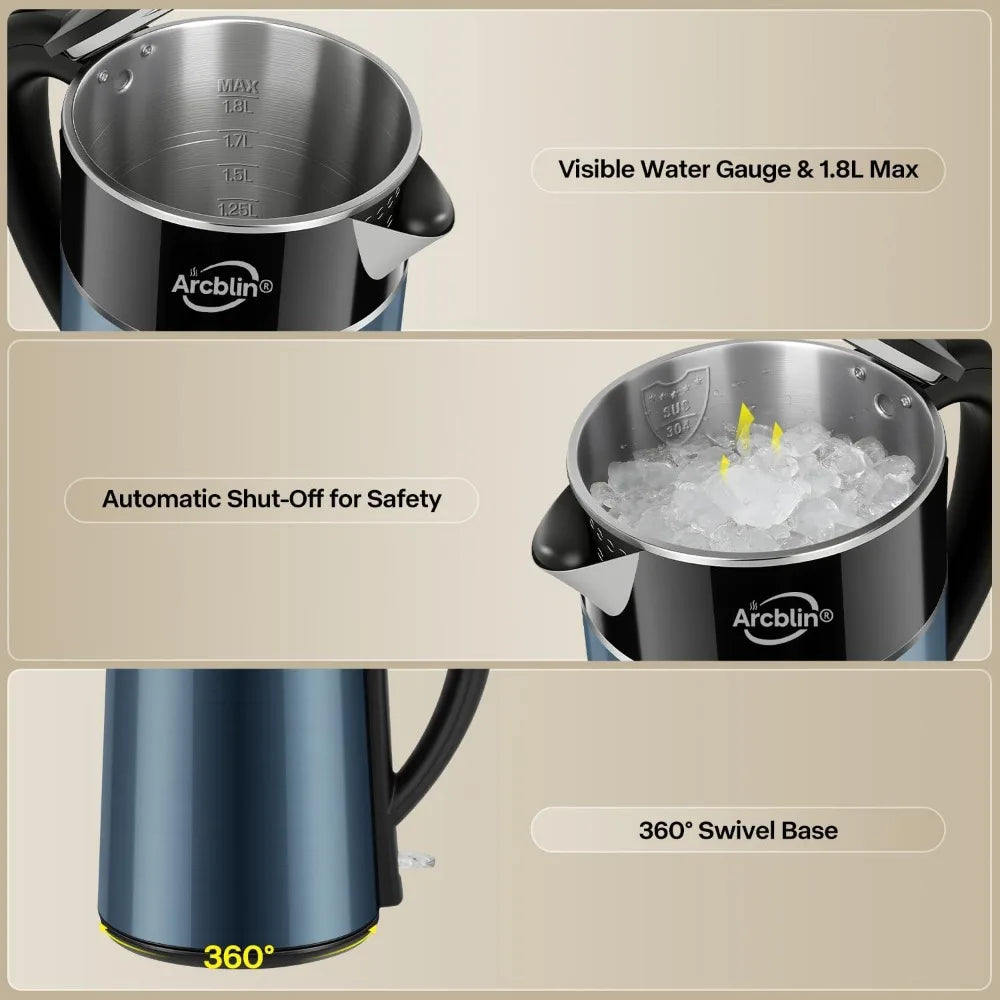 Double Wall Stainless Steel Electric Kettle With Auto Shutoff