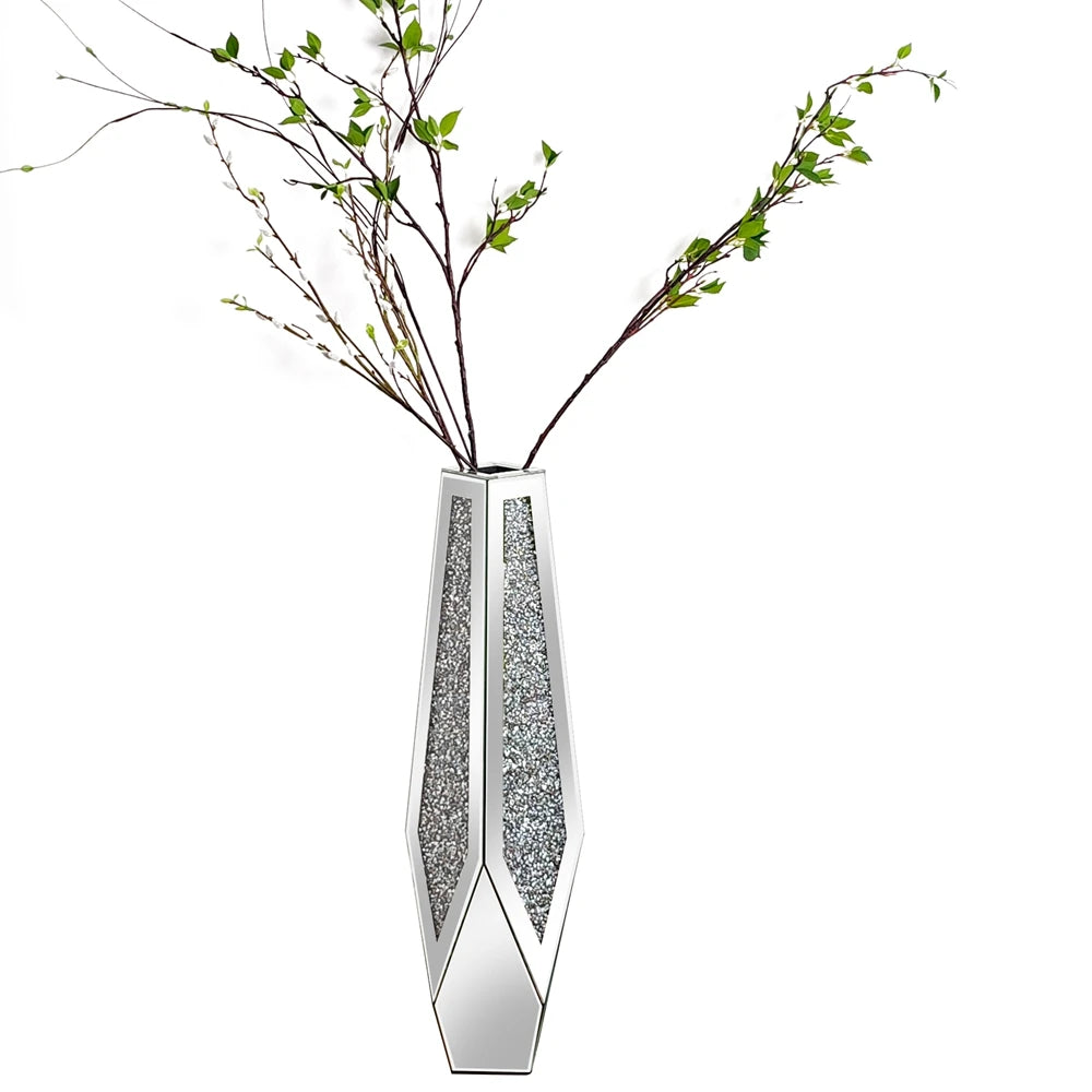 Mirrored Diamond Flower Floor Vase