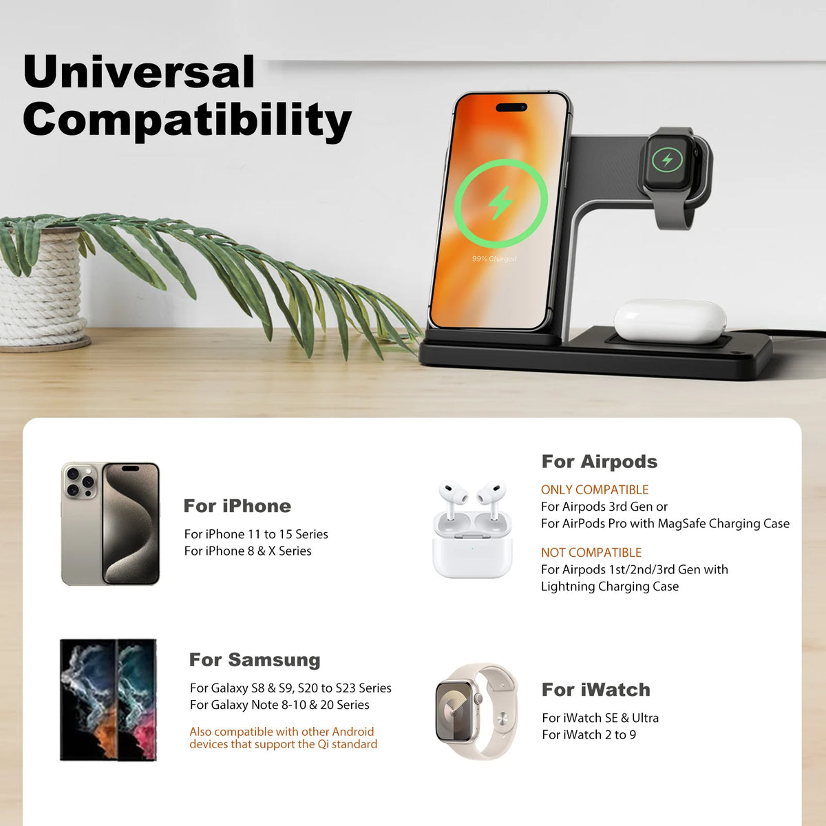 Foldable 15W Magnetic Wireless Charging Station