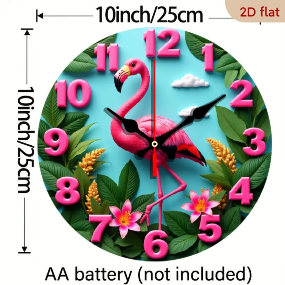 Tropical Flamingo Wall Clock for Nursery Decor