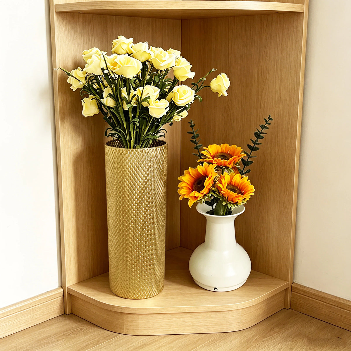 Vintage Nesting Metal Floor Vases For Home Decor