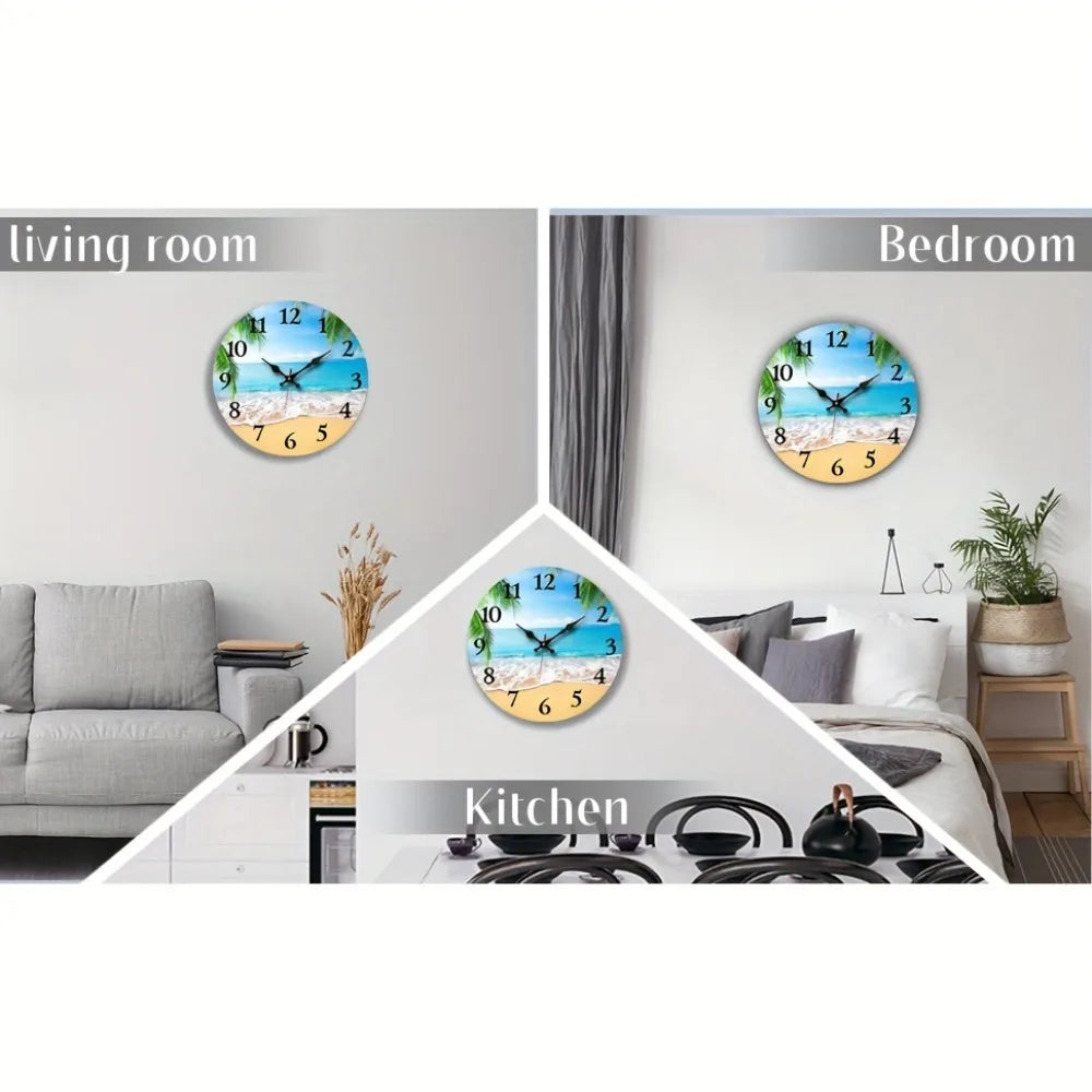 XMSJ Modern Wooden Round Silent Wall Clock
