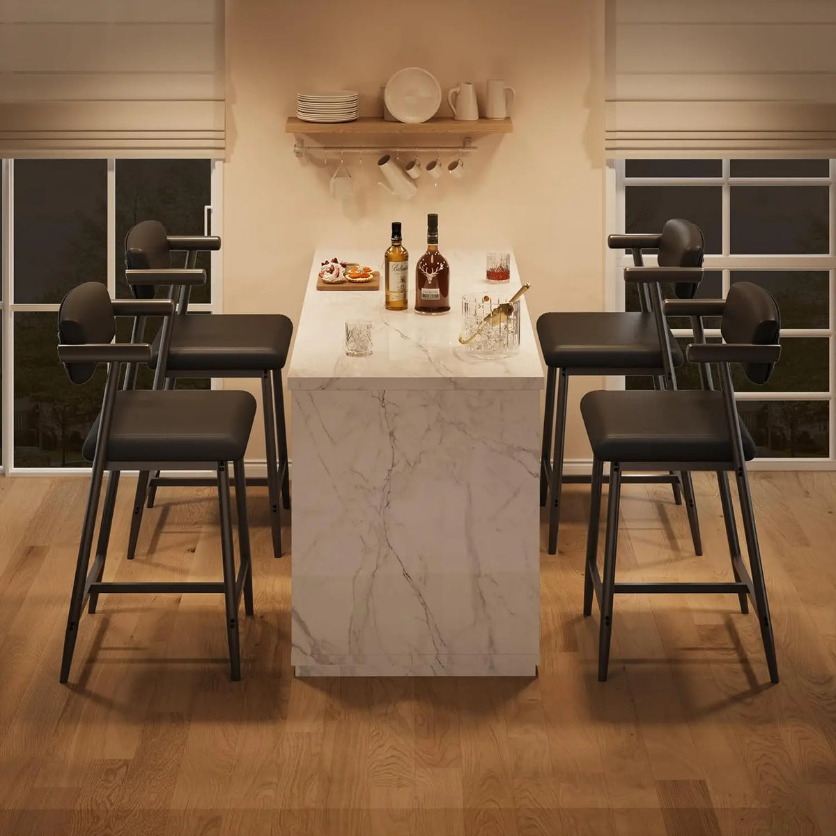 Twister CK Modern Bar Stools With Back And Upholstered Seat