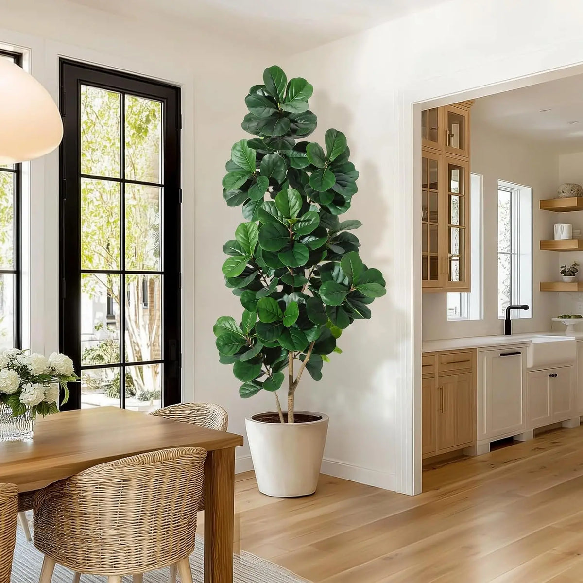HiMiss Artificial Fiddle Leaf Fig Tree In Planter