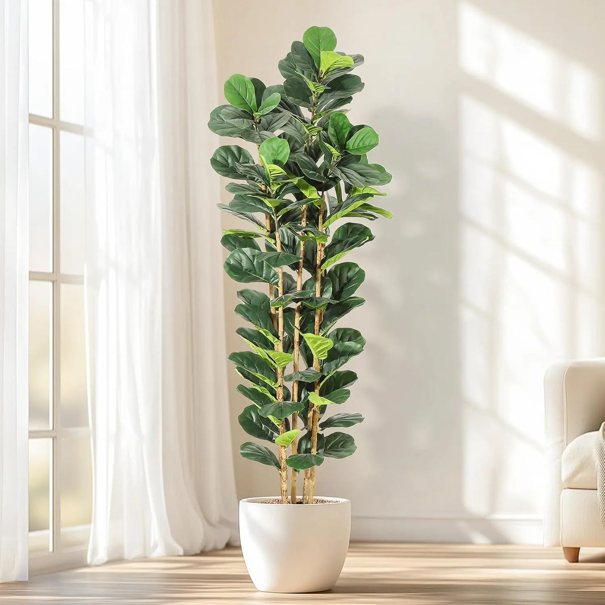 HiMiss Artificial Fiddle Leaf Fig Tree With Pot