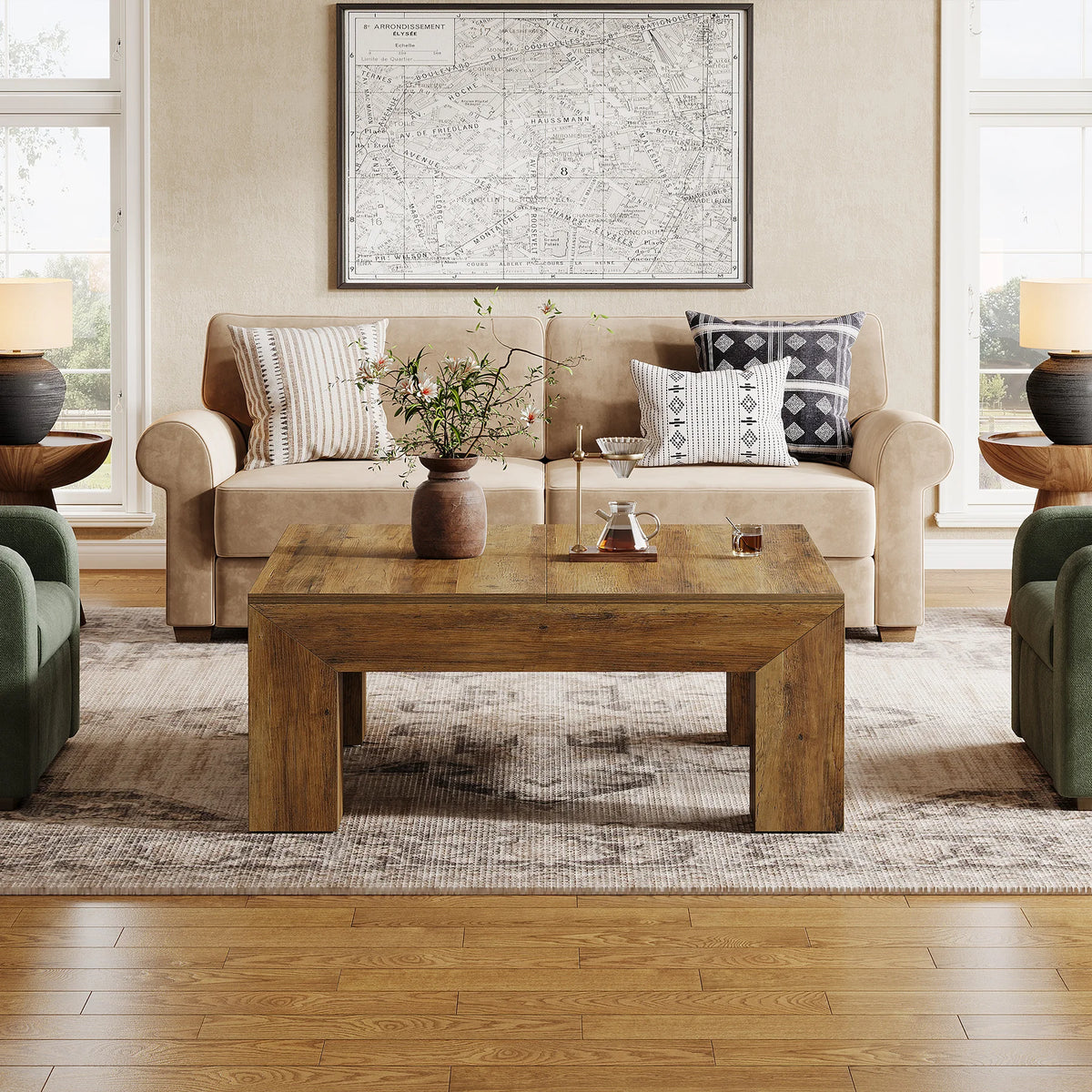 Tribesigns Farmhouse Square Coffee Table