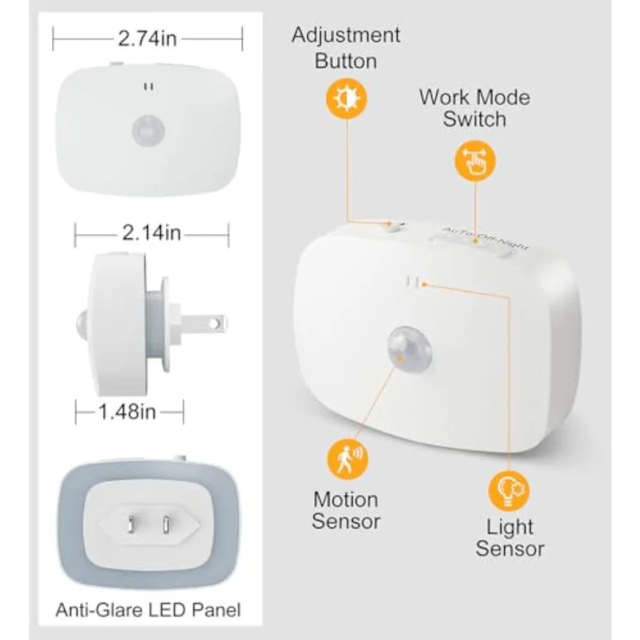 Dimmable Plug In LED Night Light With Motion Sensor