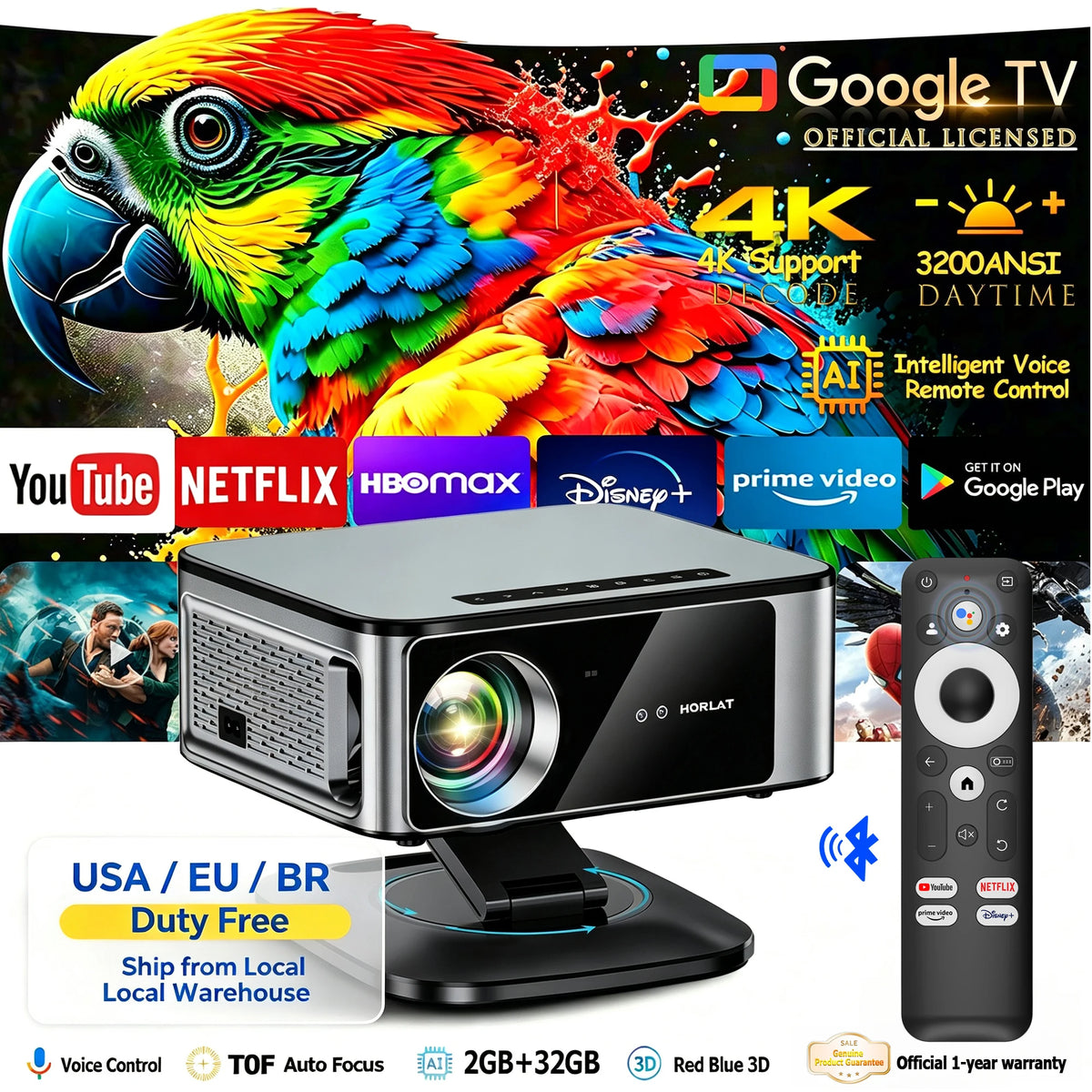 Horlat Wireless Smart Home Theater Projector