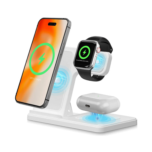 15W Magnetic 3 In 1 Foldable Wireless Charger Station