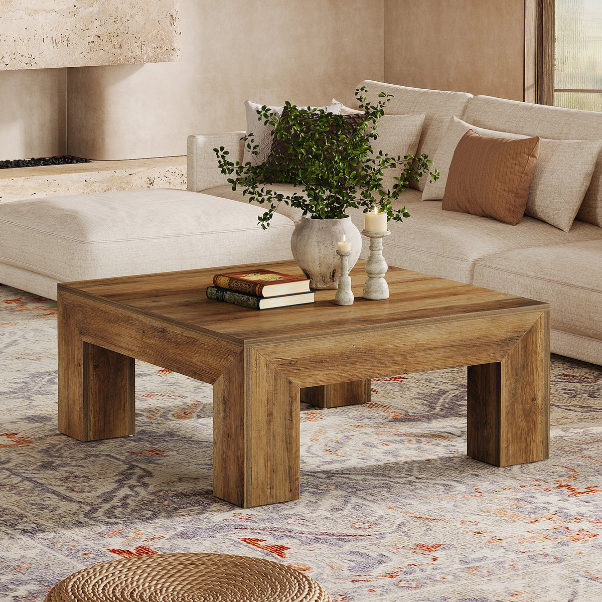 Tribesigns Farmhouse Square Coffee Table