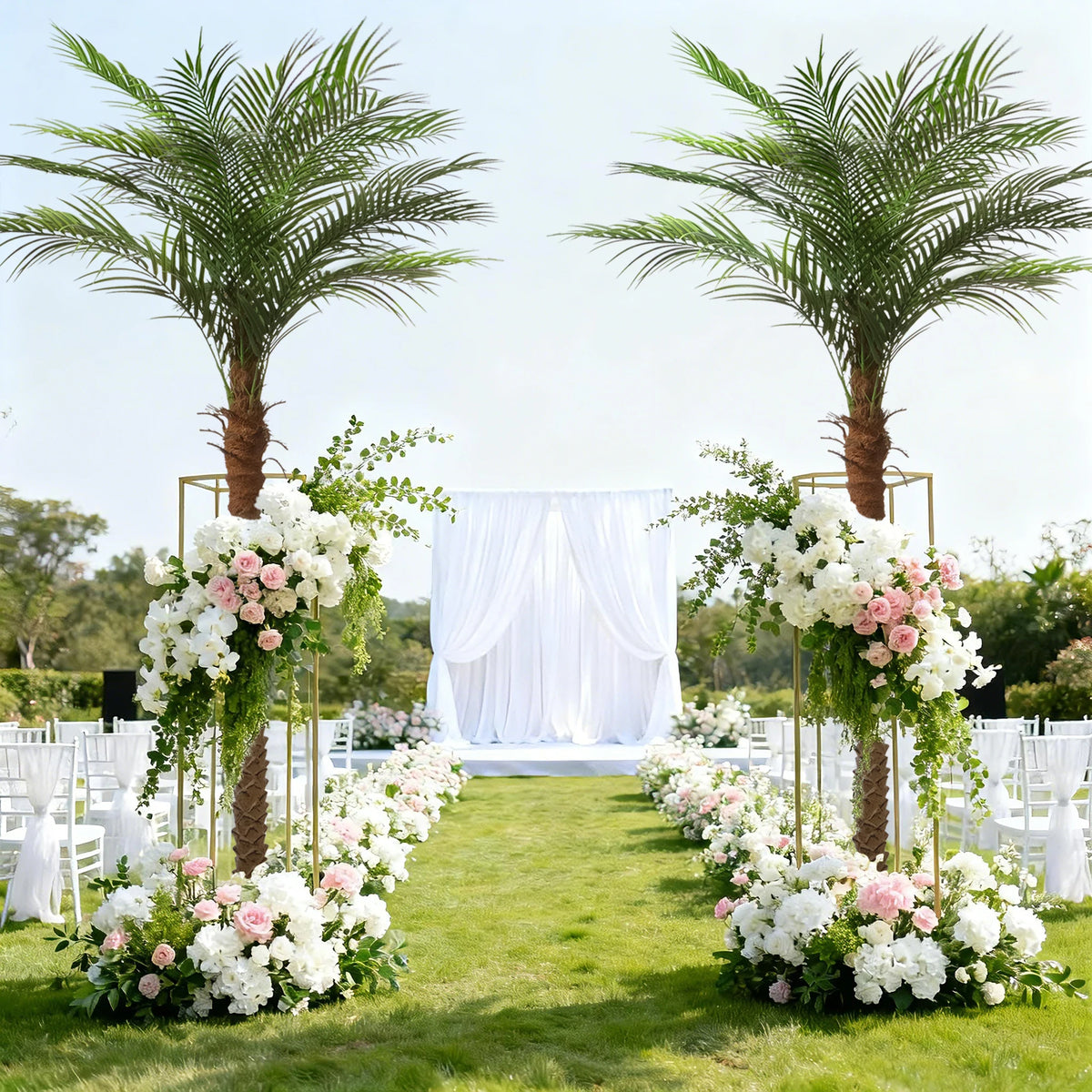 Olitree Faux Golden Cane Palm Tree For Indoor Decor