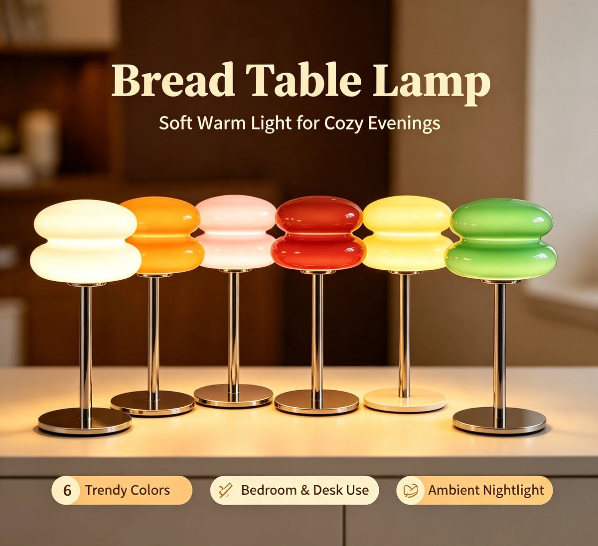 Bread Shape LED Cordless Touch Table Lamp