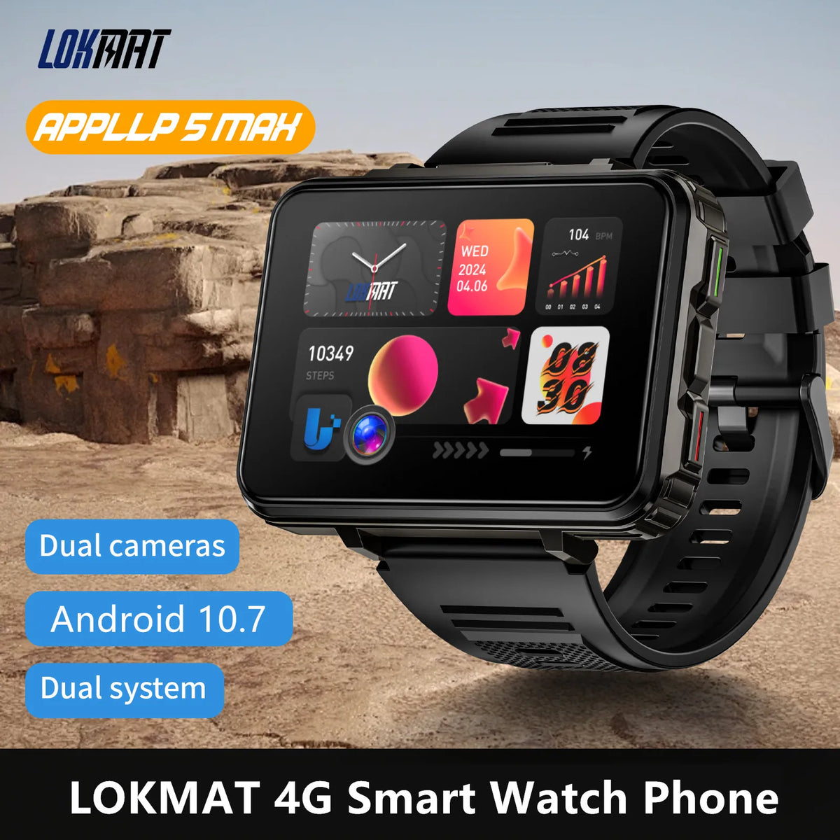 LOKMAT Android 4G Smartwatch Phone With Dual Cameras