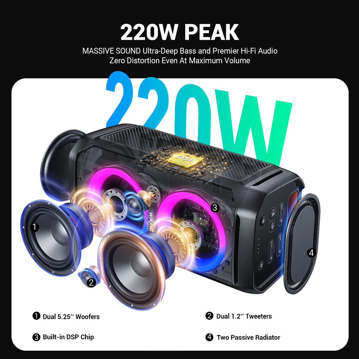 W-King T11 Portable Bluetooth Party Speaker