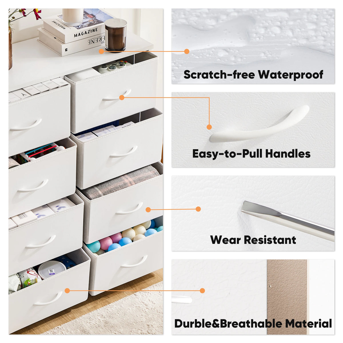 JHK Fabric Drawer Wardrobe Storage Cabinet
