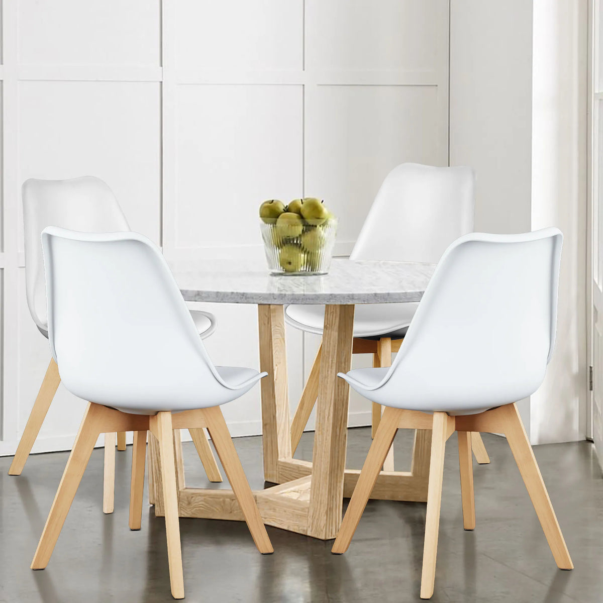 JHK PU Leather Dining Chair With Solid Wood Legs