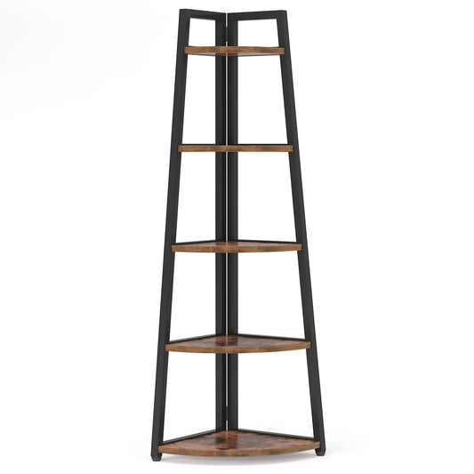 Tribesigns Five Tier Wooden Corner Bookcase